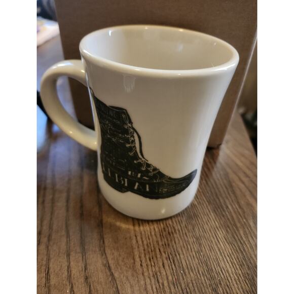 LL Bean Duck Boot Diner Style Coffee Mug Tall White Gray 12 oz Capacity - Picture 1 of 3